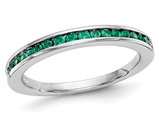 1/3 Carat (ctw) Green Emerald Semi-Eternity Band Ring in 14K White Gold